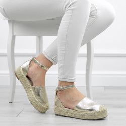 Złote espadryle damskie na...