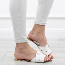 Białe klapki damskie skóra...