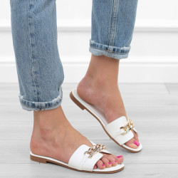 Białe klapki damskie eko...