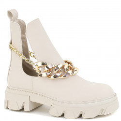Beżowe botki damskie z...