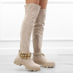 Beżowe kozaki damskie...