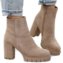 Brązowe beżowe botki...