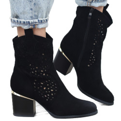 Czarne botki ażurowe...