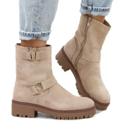 Beżowe botki damskie...
