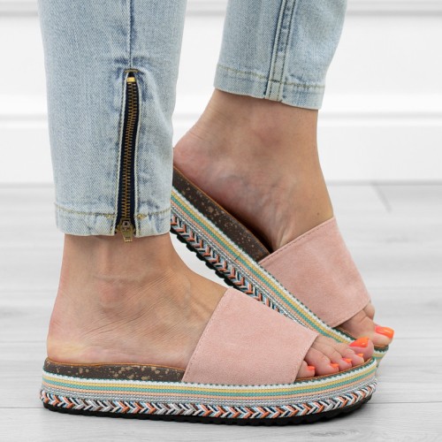 rozowe-klapki-damskie-boho-wsuwane-paskie-korkowe-