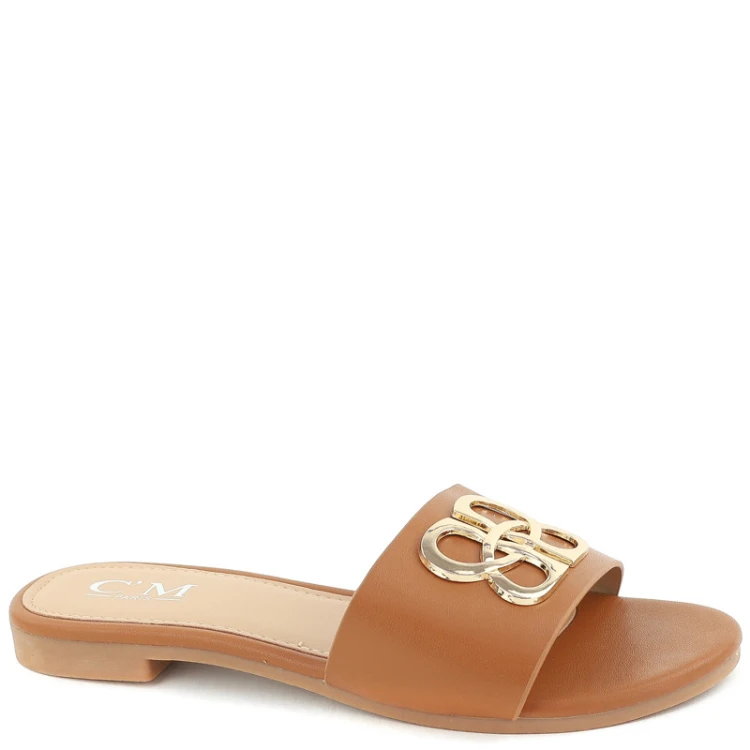 brazowe-klapki-damskie-camel-paskie