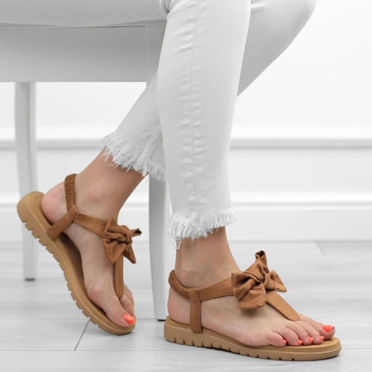 brazowe-sanday-damskie-z-kokardka-boho-na-gumke-wy