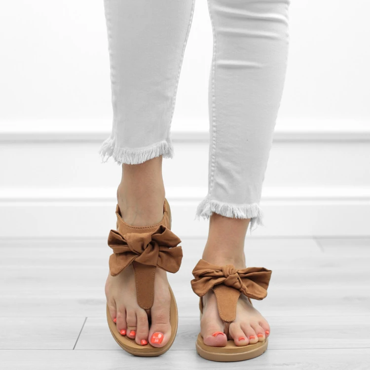 brazowe-sanday-damskie-z-kokardka-boho-na-gumke-wy